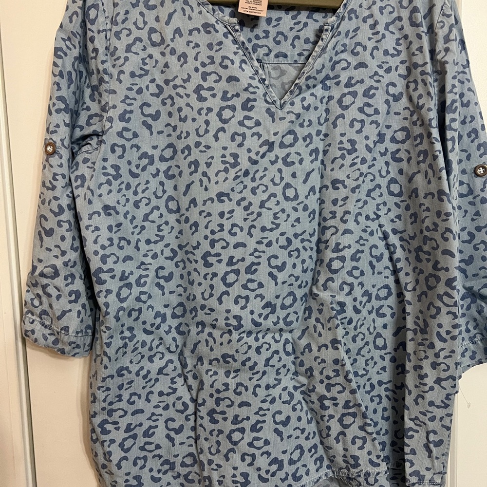 Philosophy Blue Animal Print Blouse